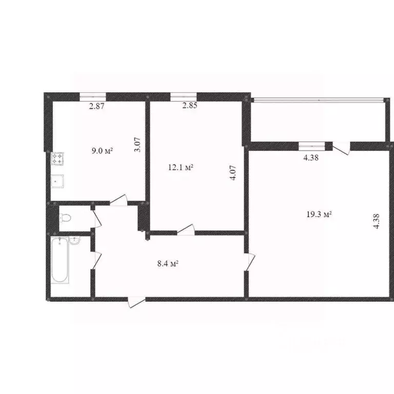 2-к кв. Тюменская область, Тобольск 10-й мкр, 2 (51.0 м) - Фото 2