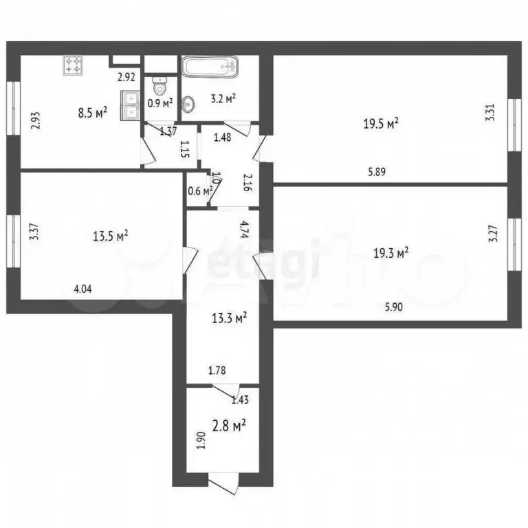 3-к. квартира, 81,9 м, 7/7 эт. - Фото 0
