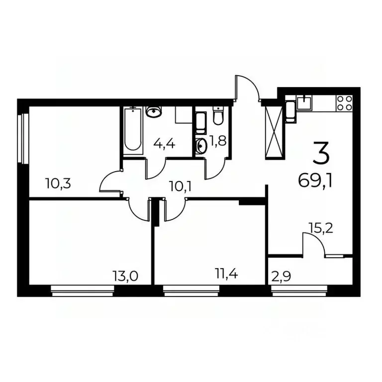 3-к кв. Нижегородская область, Нижний Новгород ул. Коперника, 7 (69.0 ... - Фото 0