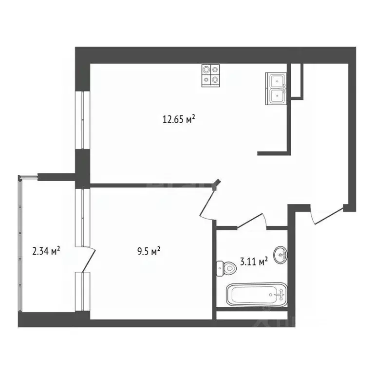 1-к кв. Тюменская область, Тюменский муниципальный округ, д. Патрушева ... - Фото 2