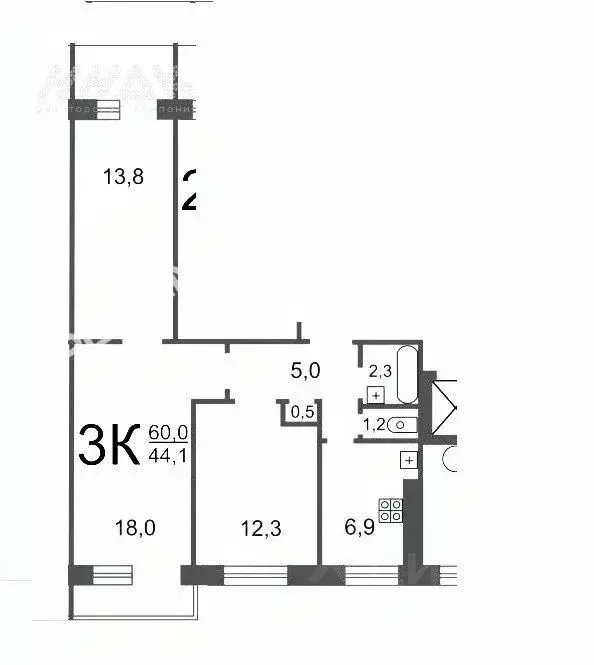 3-к кв. Нижегородская область, Нижний Новгород ул. Маршала ... - Фото 2