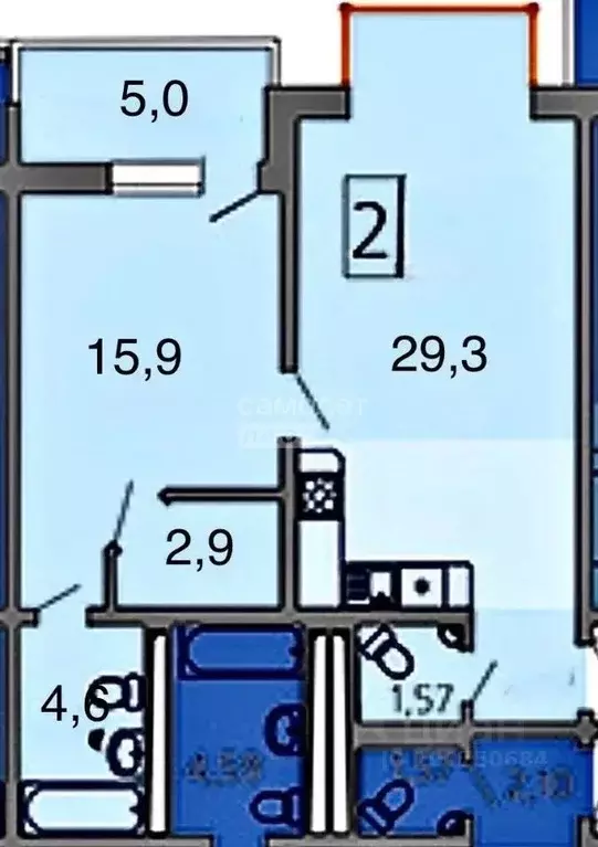 2-к кв. Краснодарский край, Анапа Владимирская ул., 148к1 (54.3 м) - Фото 2