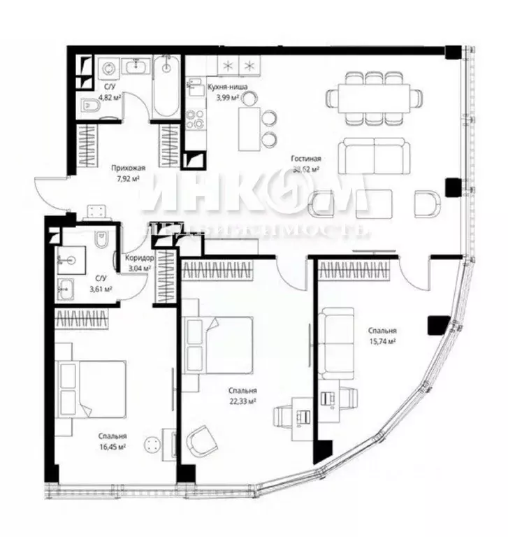 4-к кв. Москва Фили Сити жилой комплекс, к4 (119.0 м) - Фото 2