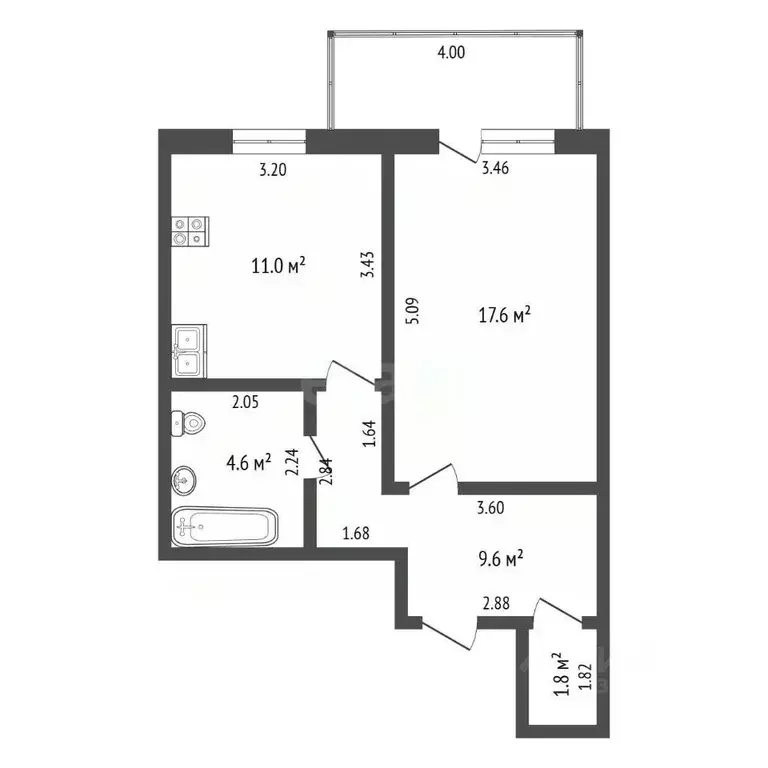 1-к кв. Тюменская область, Тюмень Широтная ул., 187 (44.6 м) - Фото 2