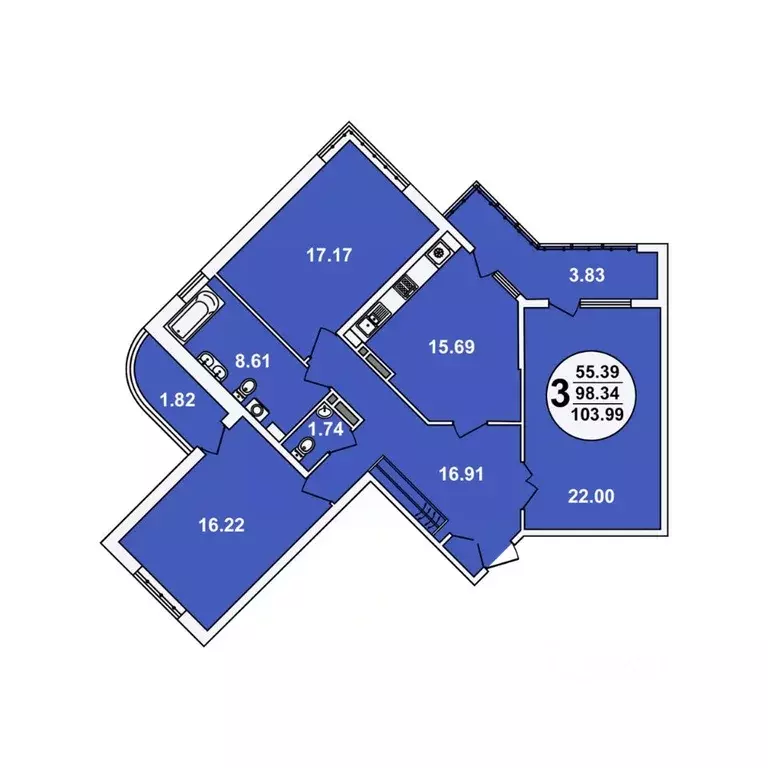 3-к кв. Краснодарский край, Краснодар ул. Шоссе Нефтяников, 18к3 ... - Фото 1