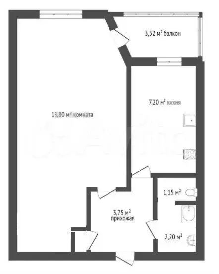 1-к. квартира, 35 м, 4/9 эт. - Фото 0