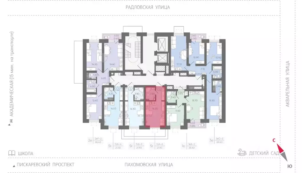 Студия Санкт-Петербург ул. Радловская (21.9 м) - Фото 1