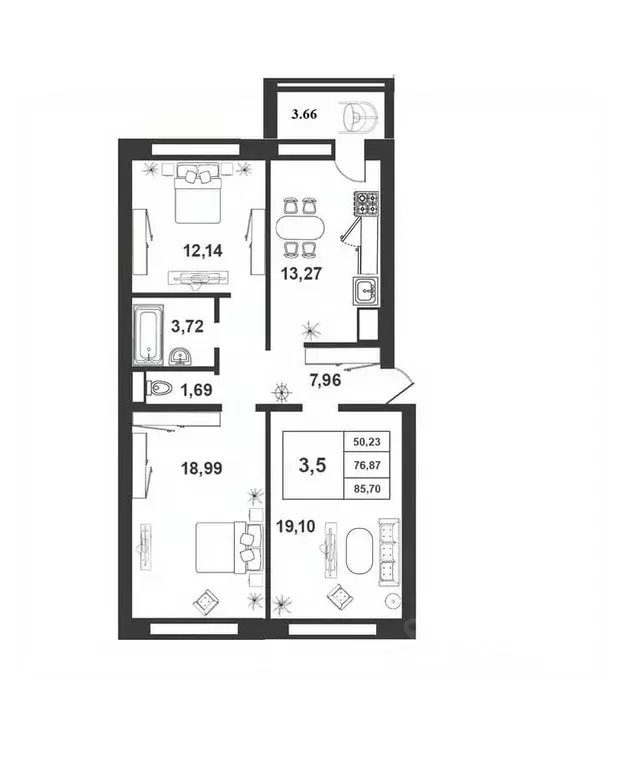3-к кв. Новгородская область, Великий Новгород ул. Якова Павлова, 15 ... - Фото 1