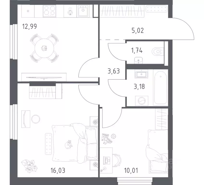 2-к кв. Башкортостан, Уфа ул. Минигали Губайдуллина, 8к9 (52.6 м) - Фото 1