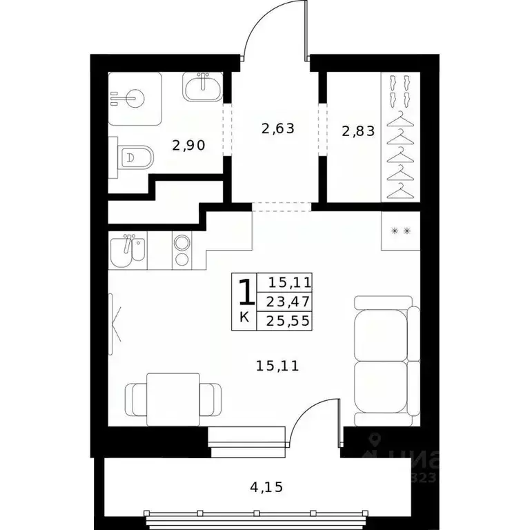 Студия Нижегородская область, Нижний Новгород Ленгородок мкр, Мед ... - Фото 1