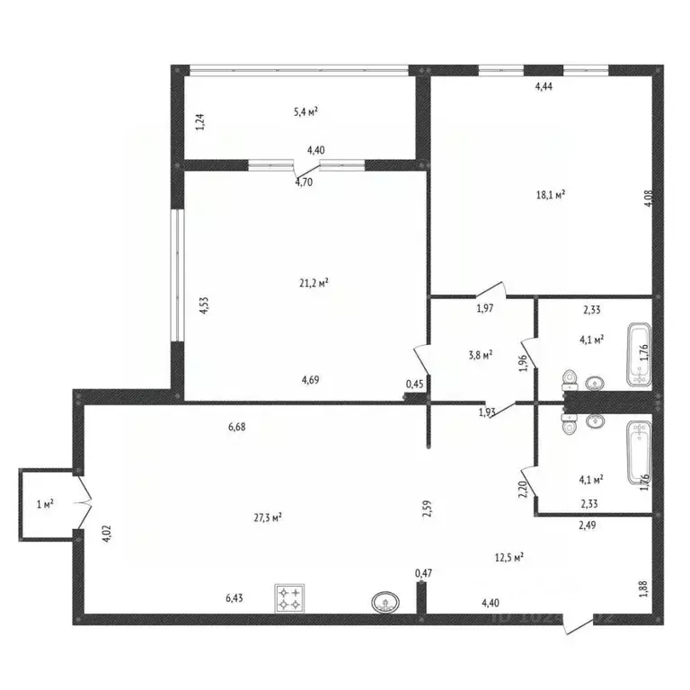 3-к кв. Башкортостан, Уфа ул. Менделеева, 156/2 (97.0 м) - Фото 2