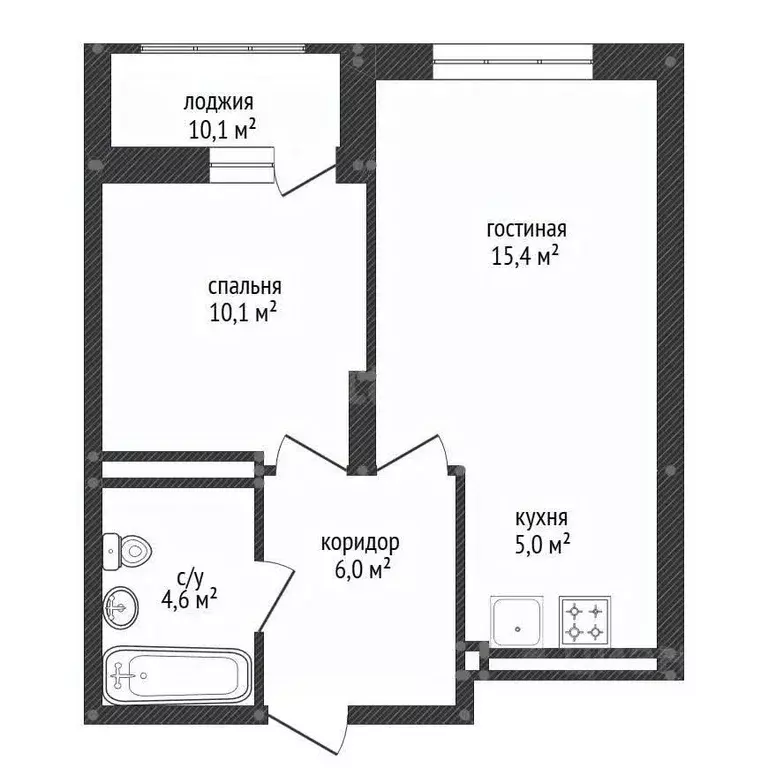 2-к кв. Башкортостан, Уфа Айская ул., 61 (43.8 м) - Фото 1