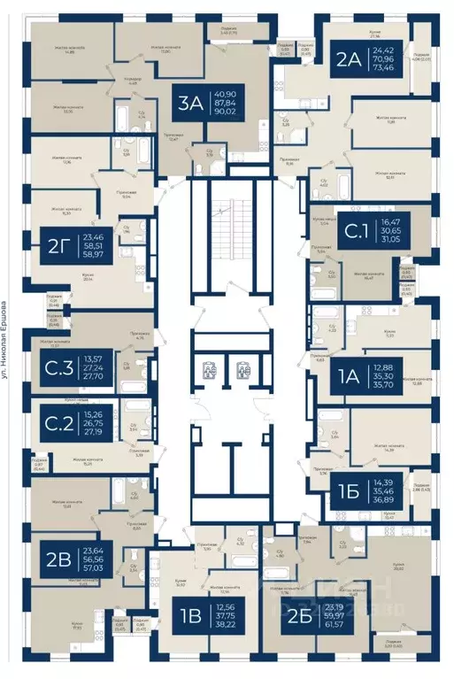 2-к кв. Татарстан, Казань Нова жилой комплекс (57.03 м) - Фото 2