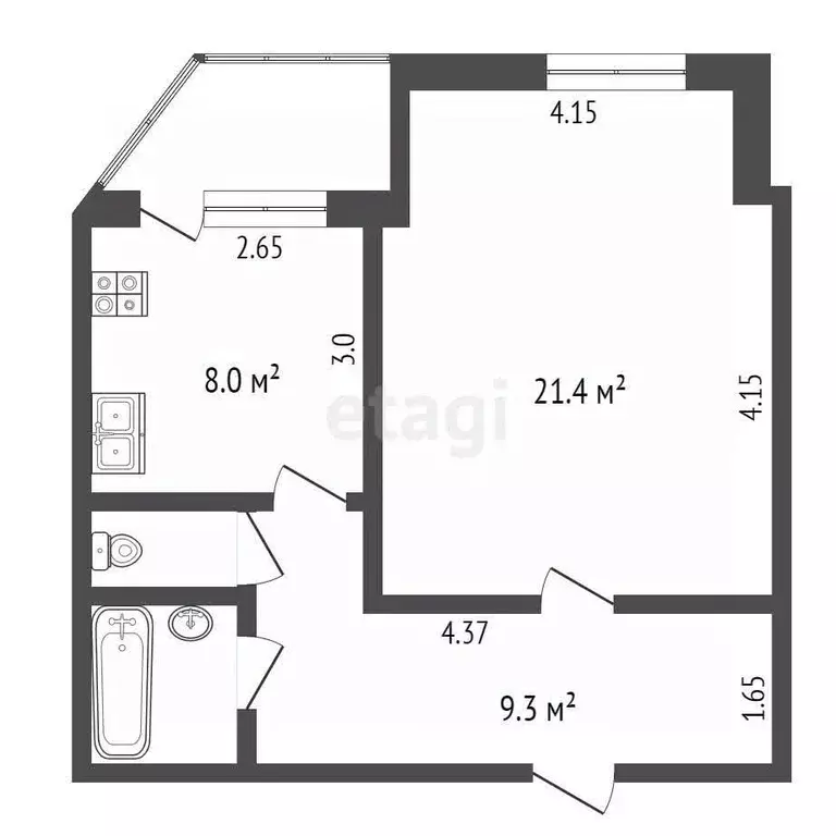 1-к кв. Ямало-Ненецкий АО, Новый Уренгой Юбилейный мкр, 2/3 (43.5 м) - Фото 1