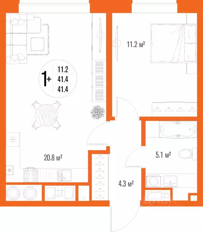 1-к кв. Астраханская область, Астрахань ул. Трофимова (41.4 м) - Фото 1
