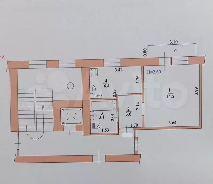 1-к. квартира, 27,6 м, 4/9 эт. - Фото 0