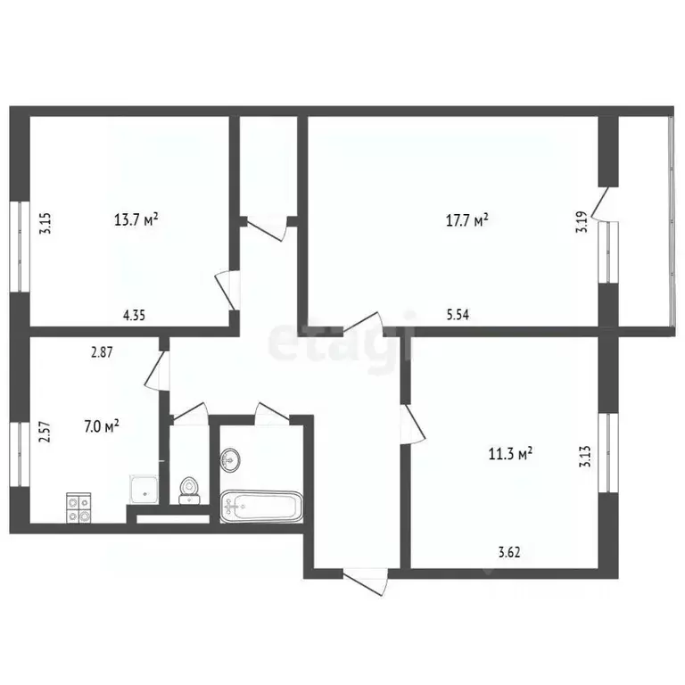 3-к кв. Ямало-Ненецкий АО, Муравленко ул. Губкина, 10 (64.9 м) - Фото 2