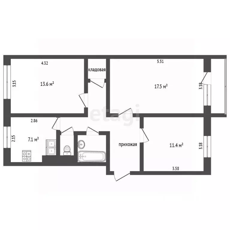 3-к кв. Ямало-Ненецкий АО, Муравленко Пионерская ул., 26 (65.5 м) - Фото 1