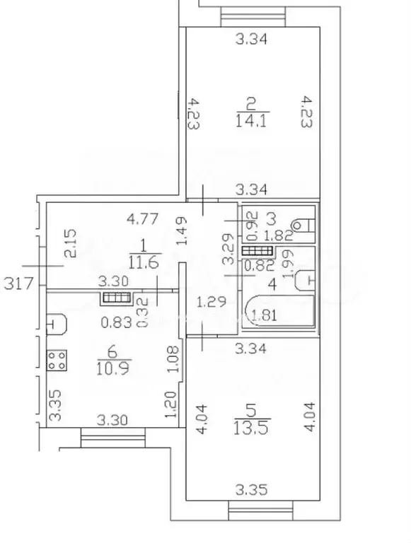 2-к. квартира, 55,2 м, 6/8 эт. - Фото 0