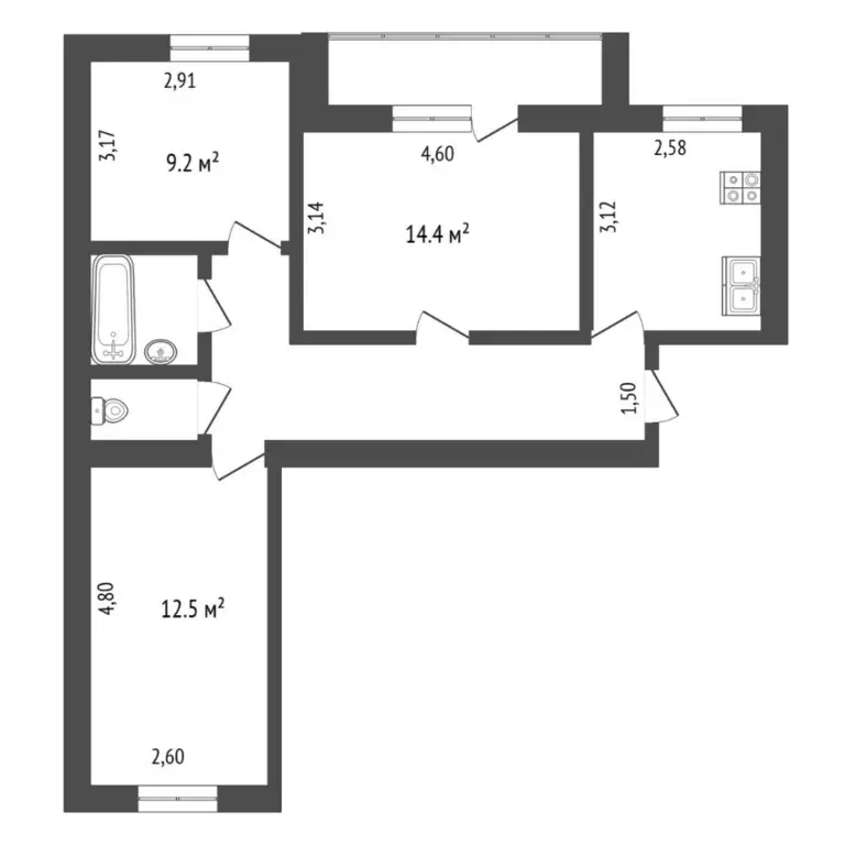 3-к кв. Тюменская область, Тюмень Ялуторовская ул., 27 (58.6 м) - Фото 2