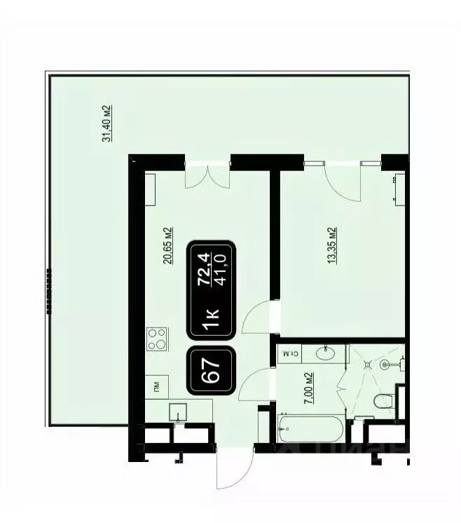 1-к кв. Краснодарский край, Анапа Пионерский просп. (72.4 м) - Фото 1