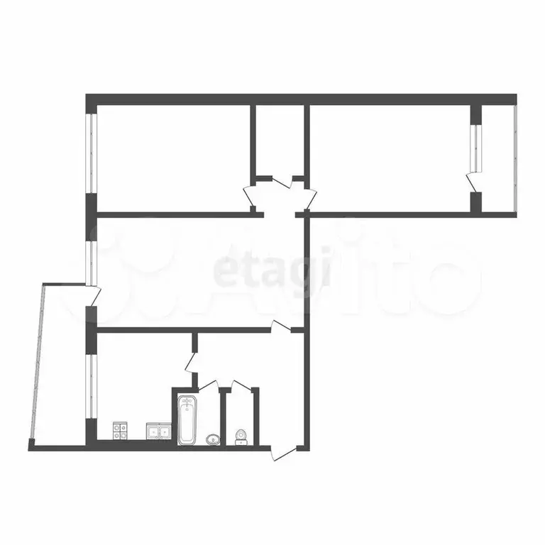 3-к. квартира, 64,1 м, 2/9 эт. - Фото 0