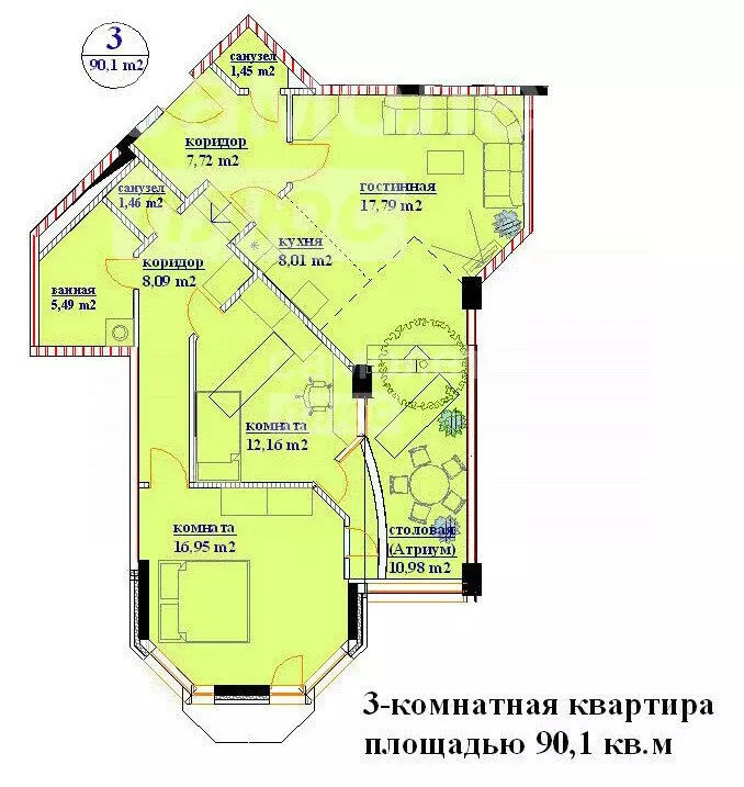 3-комнатная квартира: ивантеевка, улица новая слобода, 1 (90.1 м) - Фото 0