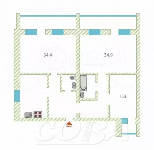 3-к. квартира, 102 м, 4/5 эт. - Фото 0