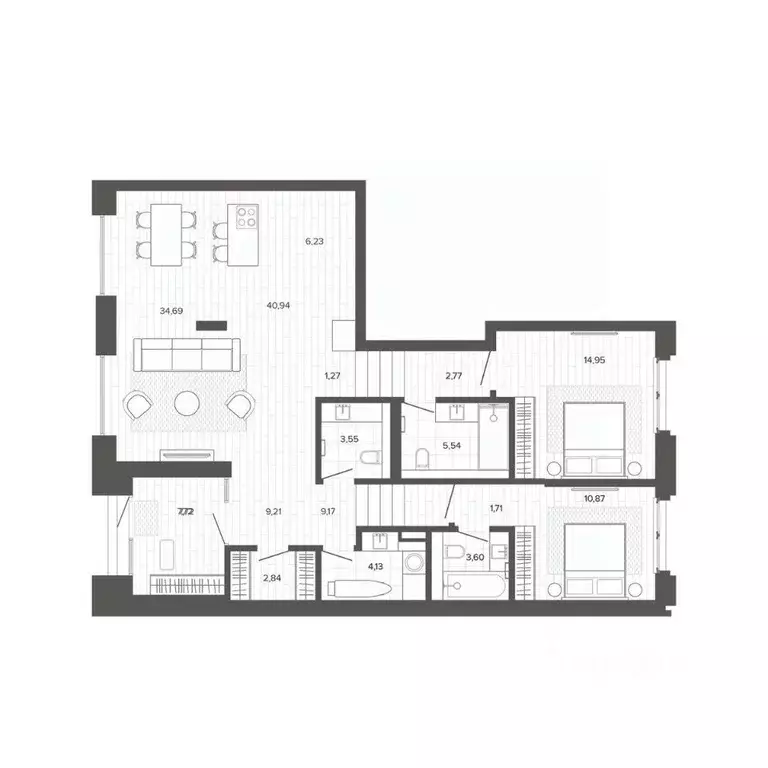 3-к кв. Алтайский край, Барнаул Жилплощадка мкр,  (109.07 м) - Фото 1