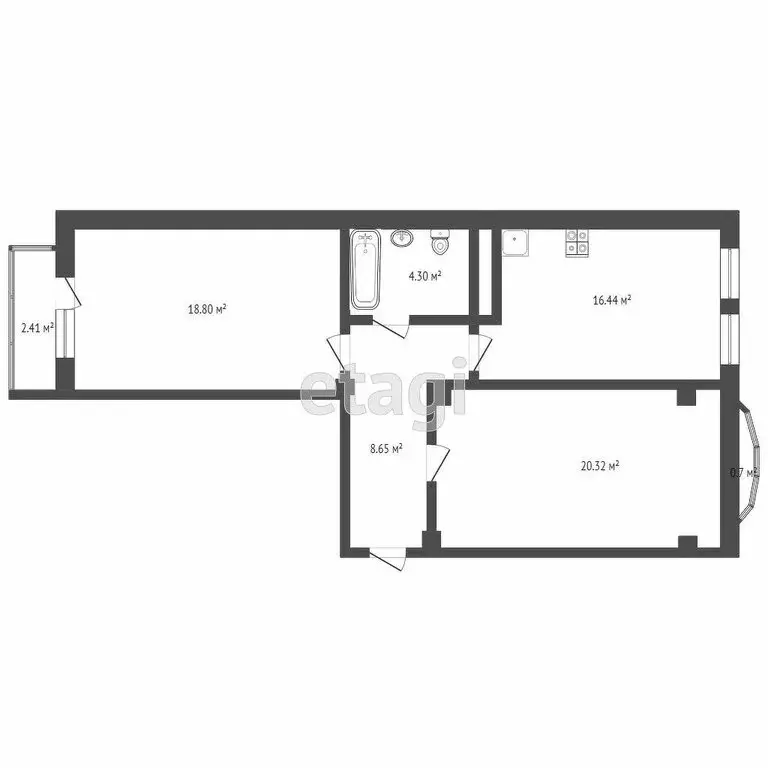 2-комнатная квартира: Нальчик, улица Тарчокова, 31к1 (74.5 м) - Фото 1