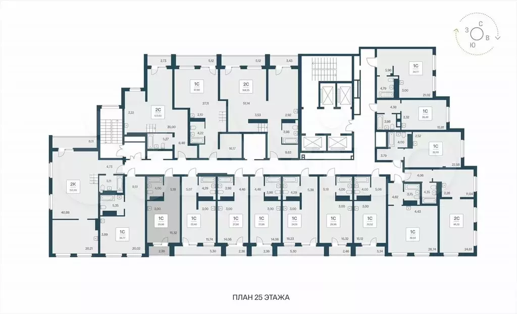 Апартаменты-студия, 29,9 м, 25/25 эт. - Фото 1
