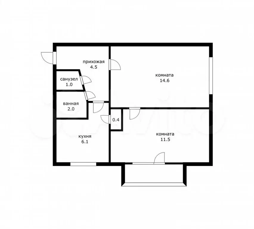 2-к. квартира, 42 м, 4/5 эт. - Фото 0