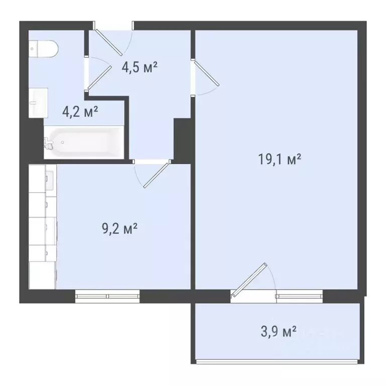 1-к кв. Омская область, Омск пос. Биофабрика, 18к1 (37.2 м) - Фото 0