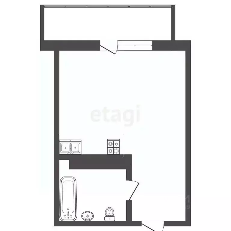 Студия Тюменская область, Тюмень ул. Тимофея Чаркова, 28 (25.0 м) - Фото 2