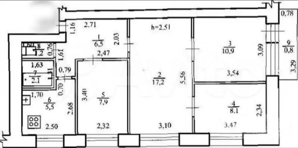 4-к. квартира, 63 м, 2/5 эт. - Фото 0