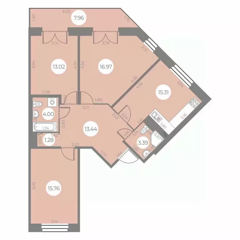 3-к кв. Санкт-Петербург ул. Маршала Захарова, 8 (85.56 м) - Фото 0