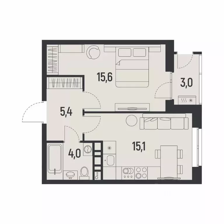 1-к кв. Пермский край, Пермь ул. Советской Армии, 95 (41.6 м) - Фото 1