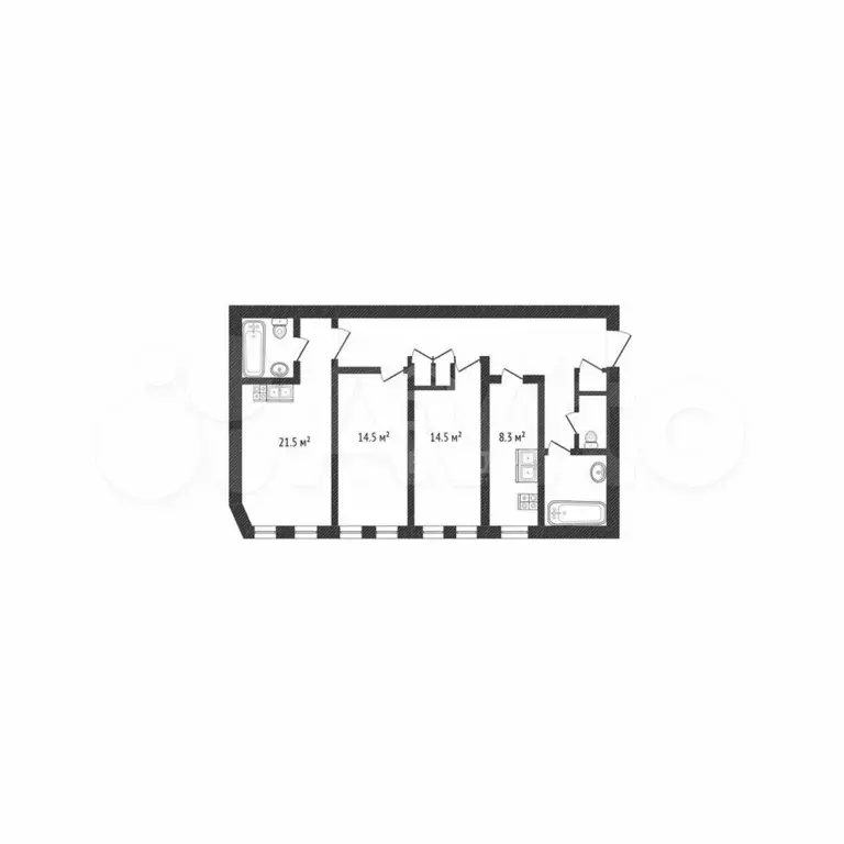 Квартира-студия, 21,5 м, 2/4 эт. - Фото 0