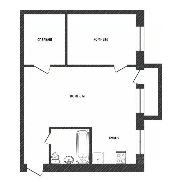 2-к кв. Ленинградская область, Кириши Комсомольская ул., 14 (43.5 м) - Фото 2