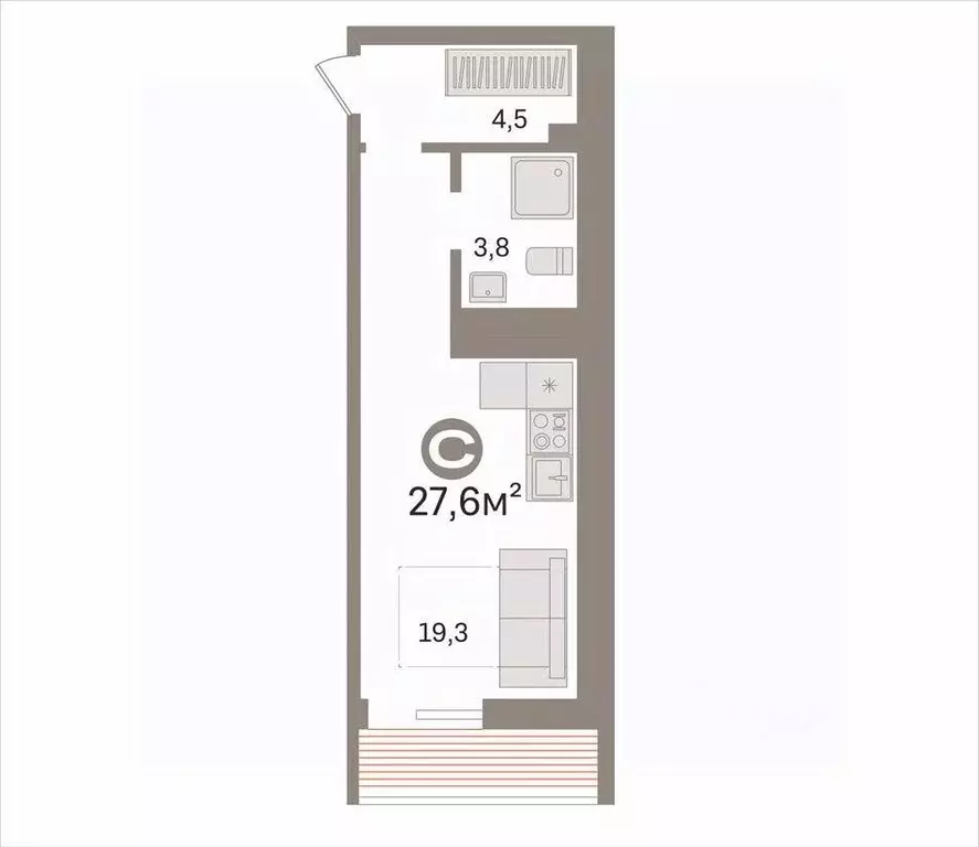 Студия Новосибирская область, Новосибирск Первомайская ул., 230 (27.6 ... - Фото 2