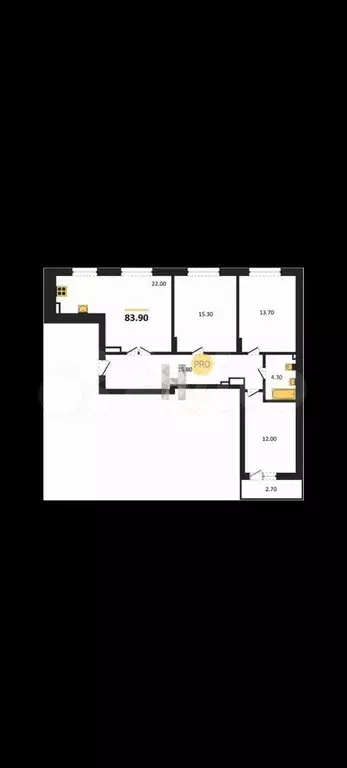3-к. квартира, 83,9 м, 4/8 эт. - Фото 1