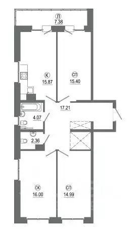 3-к кв. Иркутская область, Иркутск ул. Маврикия Слепнева, 8 (93.3 м) - Фото 1