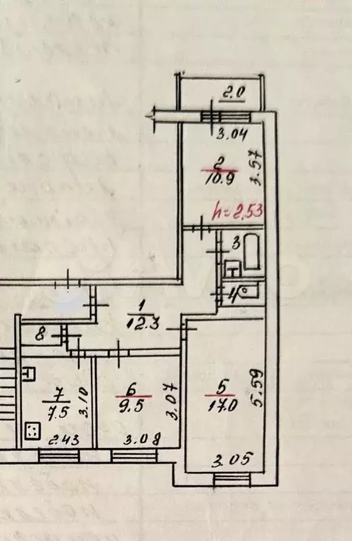 3-к. квартира, 64 м, 3/7 эт. - Фото 0