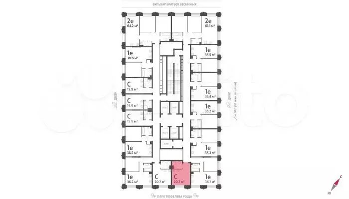 Квартира-студия, 20,7 м, 7/43 эт. - Фото 1