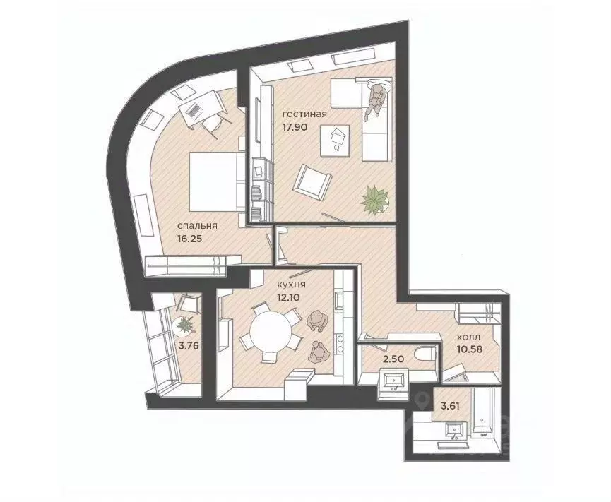2-к кв. Калининградская область, Калининград ул. Генерала Галицкого, ... - Фото 2
