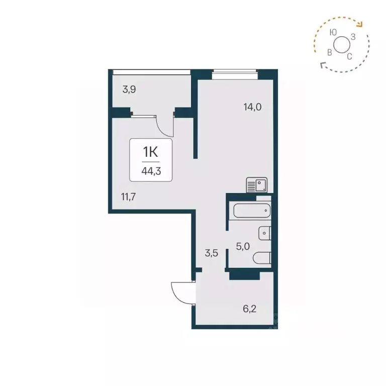 1-к кв. Новосибирская область, Новосибирск Игарская ул., 8 (44.3 м) - Фото 1