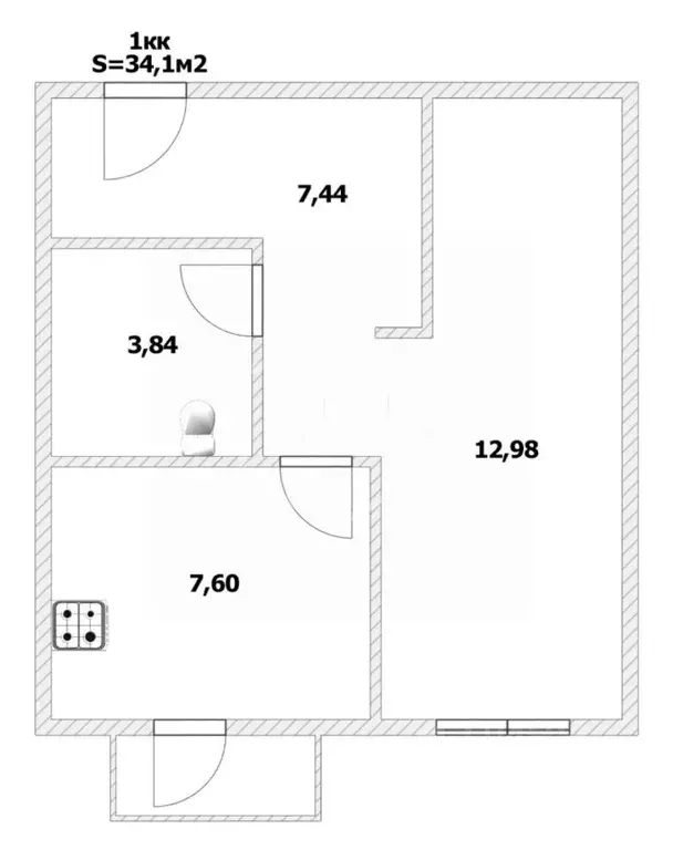 1-к кв. Калининградская область, Гурьевский муниципальный округ, пос. ... - Фото 2