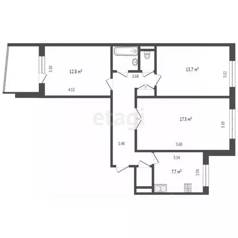 3-к кв. Тюменская область, Тюмень ул. Газовиков, 3 (67.0 м) - Фото 0