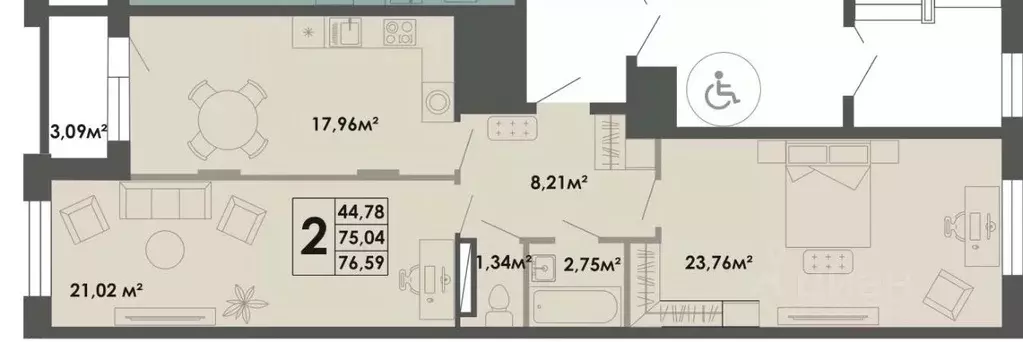 2-к кв. Саха (Якутия), Якутск ул. Губина, 15 (76.59 м) - Фото 0