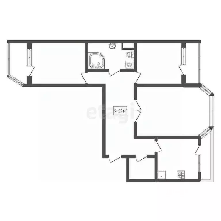 3-к кв. Тульская область, Тула просп. Ленина, 112 (85.0 м) - Фото 1